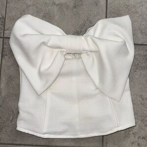 White Strapless Bow top